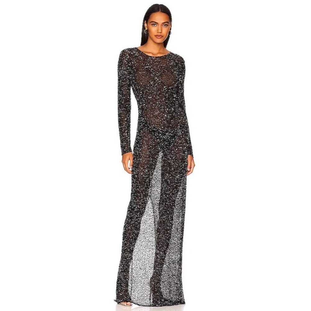 retrofete Heidi Dress Gunmetal Black Sequin